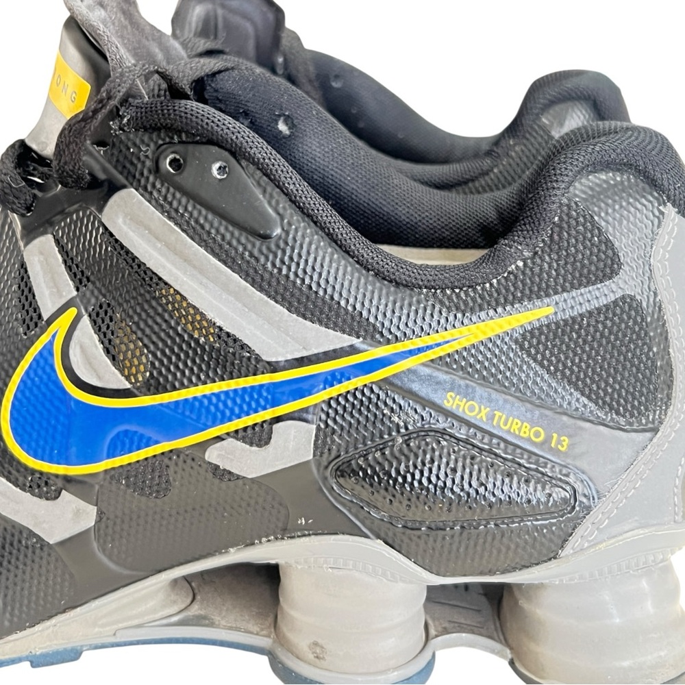 Nike Shox Turbo 13 Mens Black Blue Yellow Running Shoes - Size 8 - Picture 7 of 9
